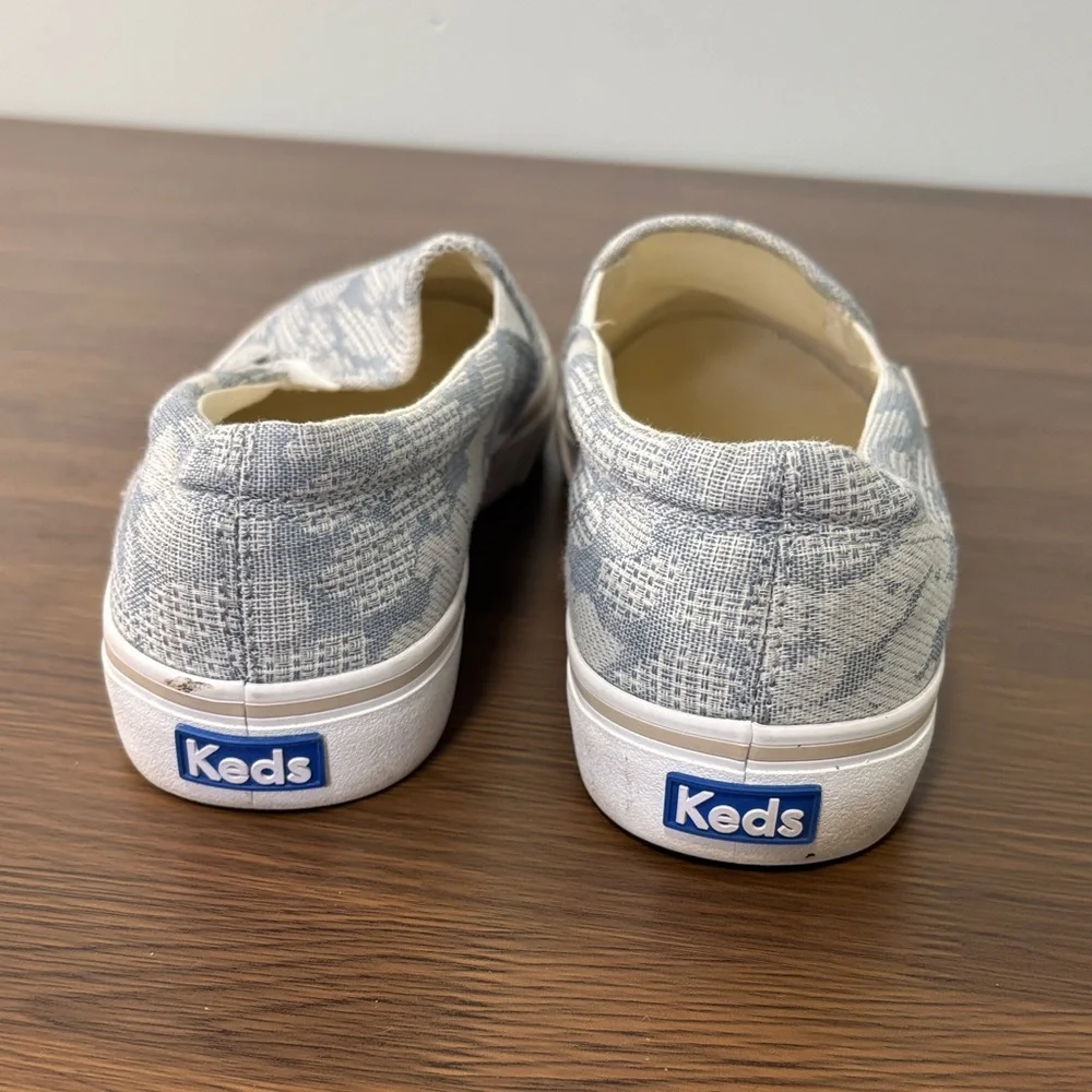Keds Womens Double Decker Floral Jacquard Slip On Sneakers WF64618 Blue White